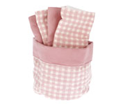 Cesta Personalizzabile + 4 Salviettine Vichy Rosa